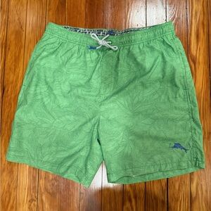 Tommy Bahama Light Green Swim Trunks with Blue Dolphin Detail